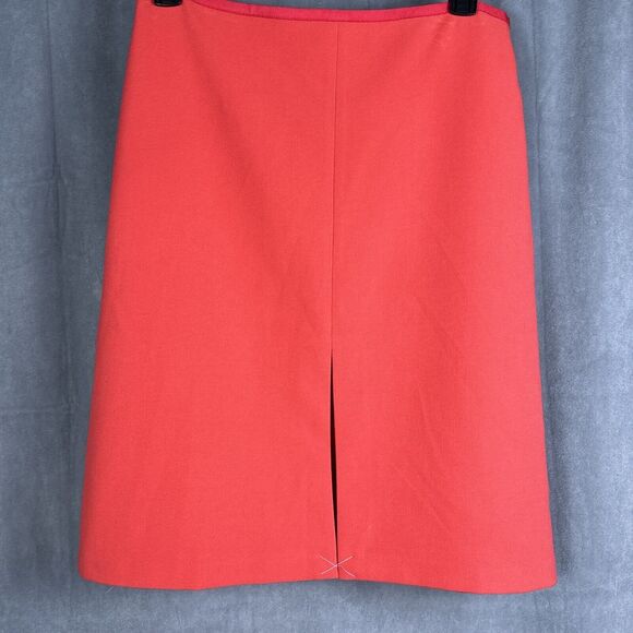 Ann Taylor Red Orange A-line Skirt Front Slit 12 Petite Double Weave New Career - Picture 2 of 11